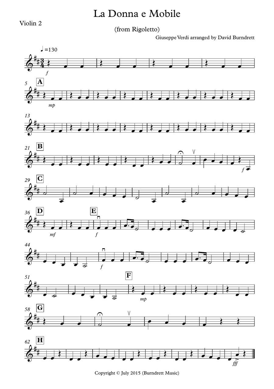 La Donna e Mobile (from Rigoletto) for String Quartet String Quartet scores gallery preview page 4