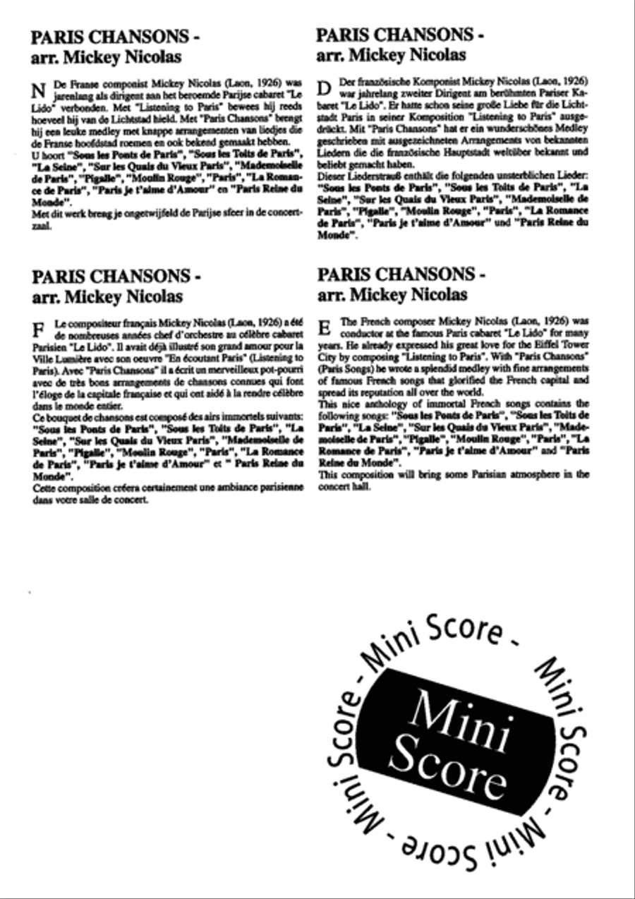 Paris Chansons Concert Band scores gallery preview page 5