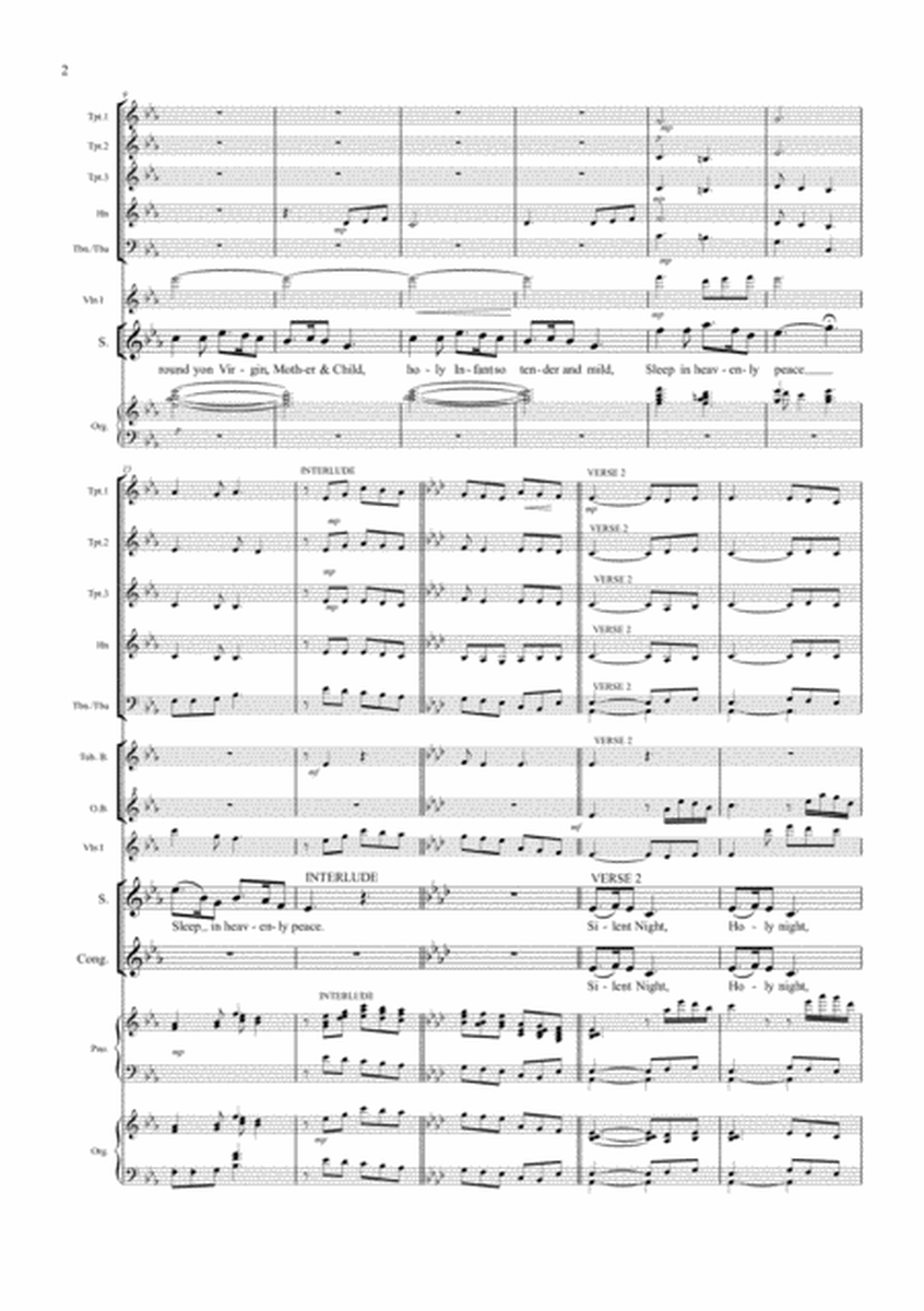 Silent Night - Brass Quintet, Handbells, Violin, Soprano, Congregation, Piano, and Organ image number null
