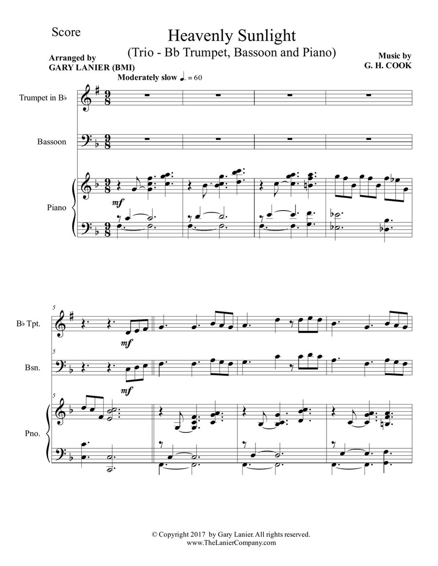 HEAVENLY SUNLIGHT (Trio - Bb Trumpet, Bassoon & Piano with Score/Parts) Trumpet Trio scores gallery preview page 2