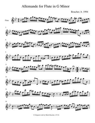 Allemande for Solo Flute in G Minor