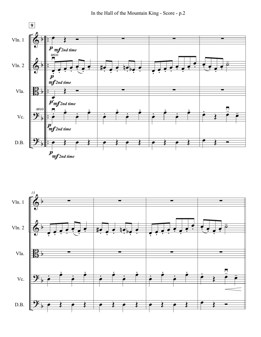 In the Hall of the Mountain King - String Quartet/Ensemble String Quartet scores gallery preview page 3