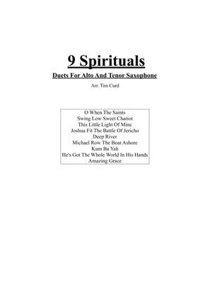 Book cover for 9 Spirituals, Duets For Alto And Tenor Saxophone