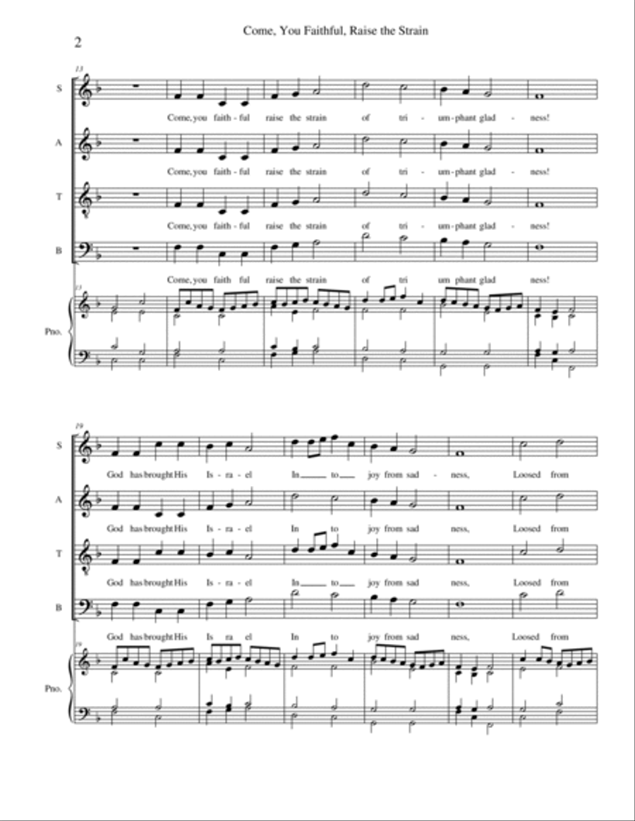 Come, You Faithful, Raise the Strain 4-Part scores gallery preview page 3