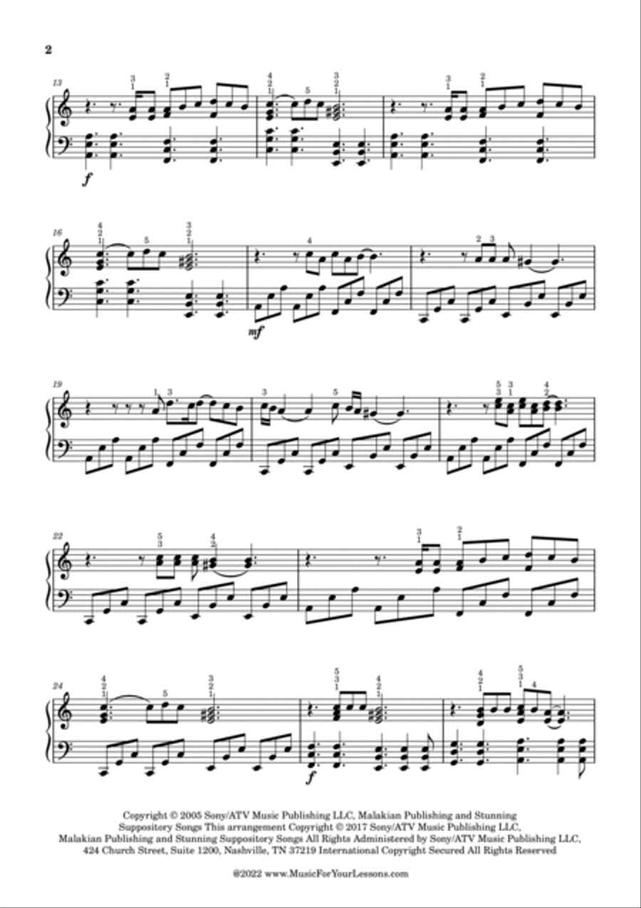 Lonely Day Piano Solo scores gallery preview page 3