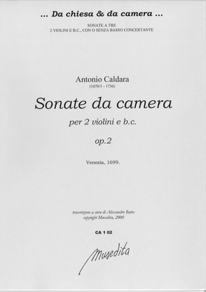 Book cover for Sonate da camera op.2 (Venezia, 1699)