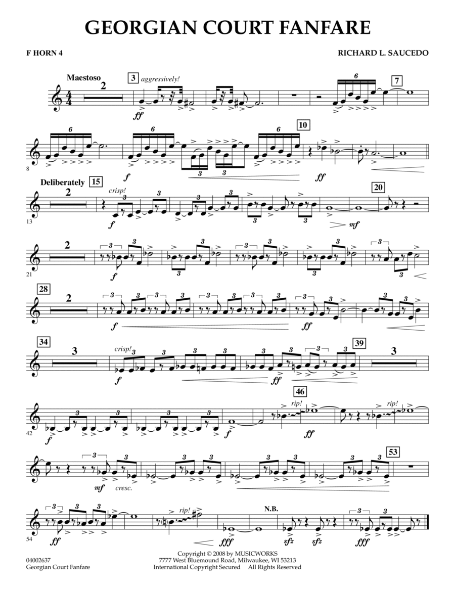 Georgian Court Fanfare - F Horn 4 Horn scores gallery preview page 1