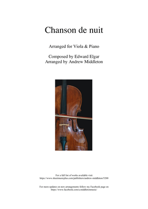Chanson de nuit Op. 15 arranged for Viola and Piano