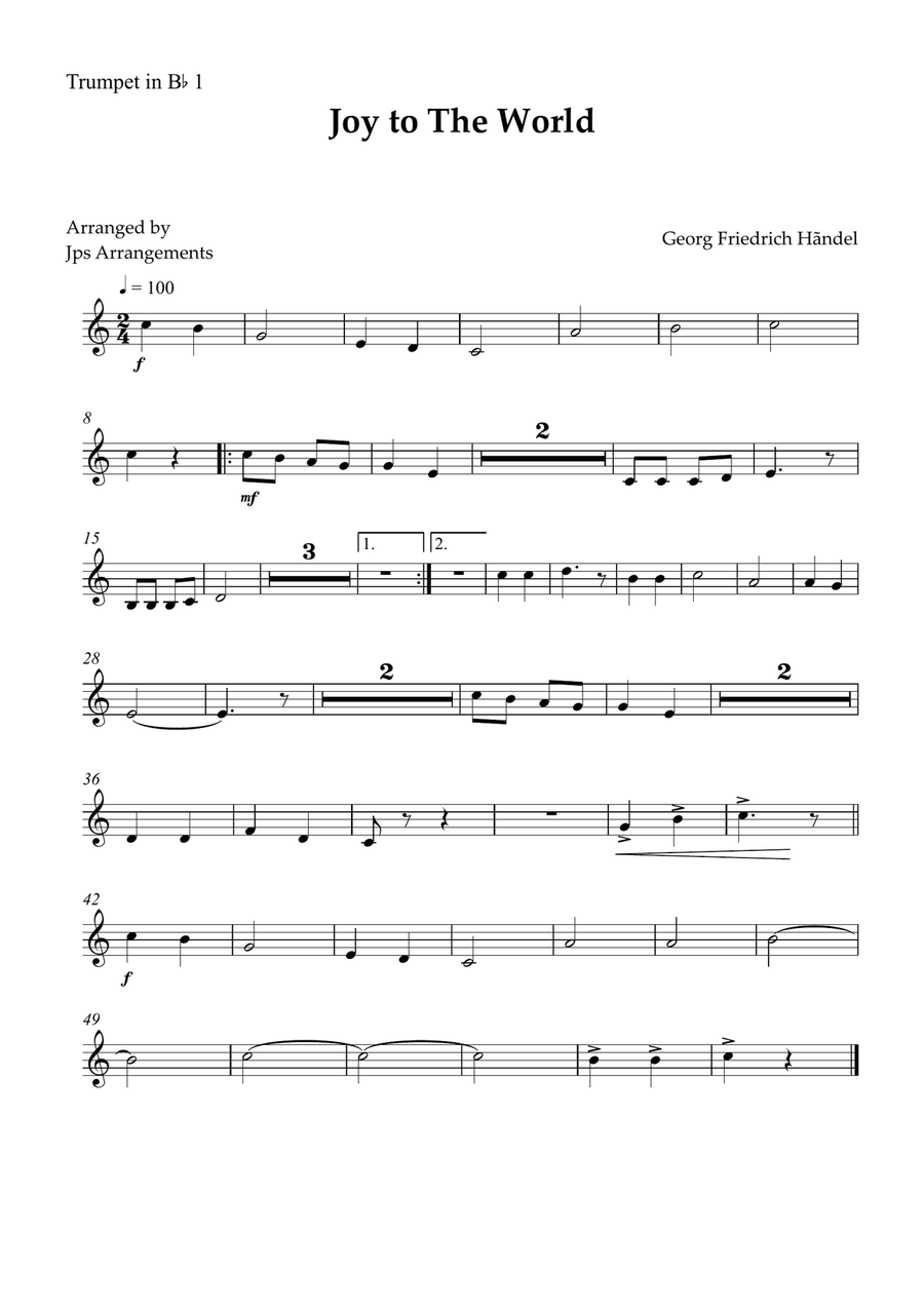 Joy To The World brass quintet easy beginner Brass Quintet scores gallery preview page 5