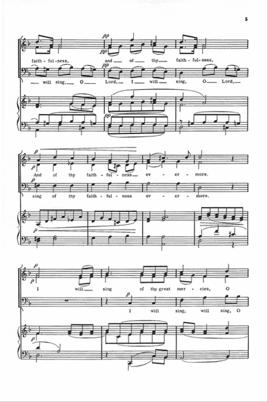 I Will Sing of Thy Great Mercies, O Lord 3-Part scores gallery preview page 4