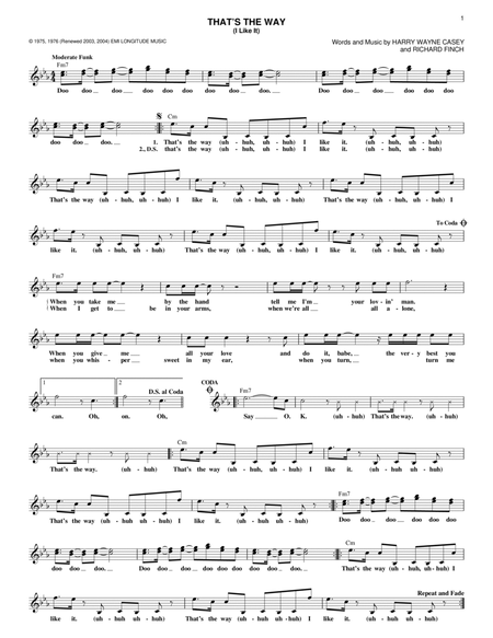 That's The Way (I Like It) by K.C. And The Sunshine Band Electric Guitar - Digital Sheet Music