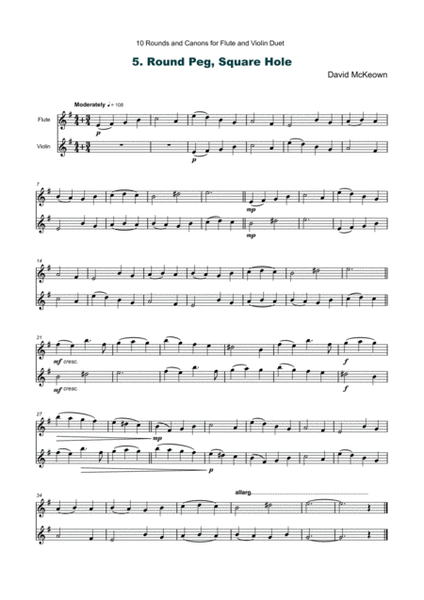 10 Rounds and Canons for Flute and Violin Duet