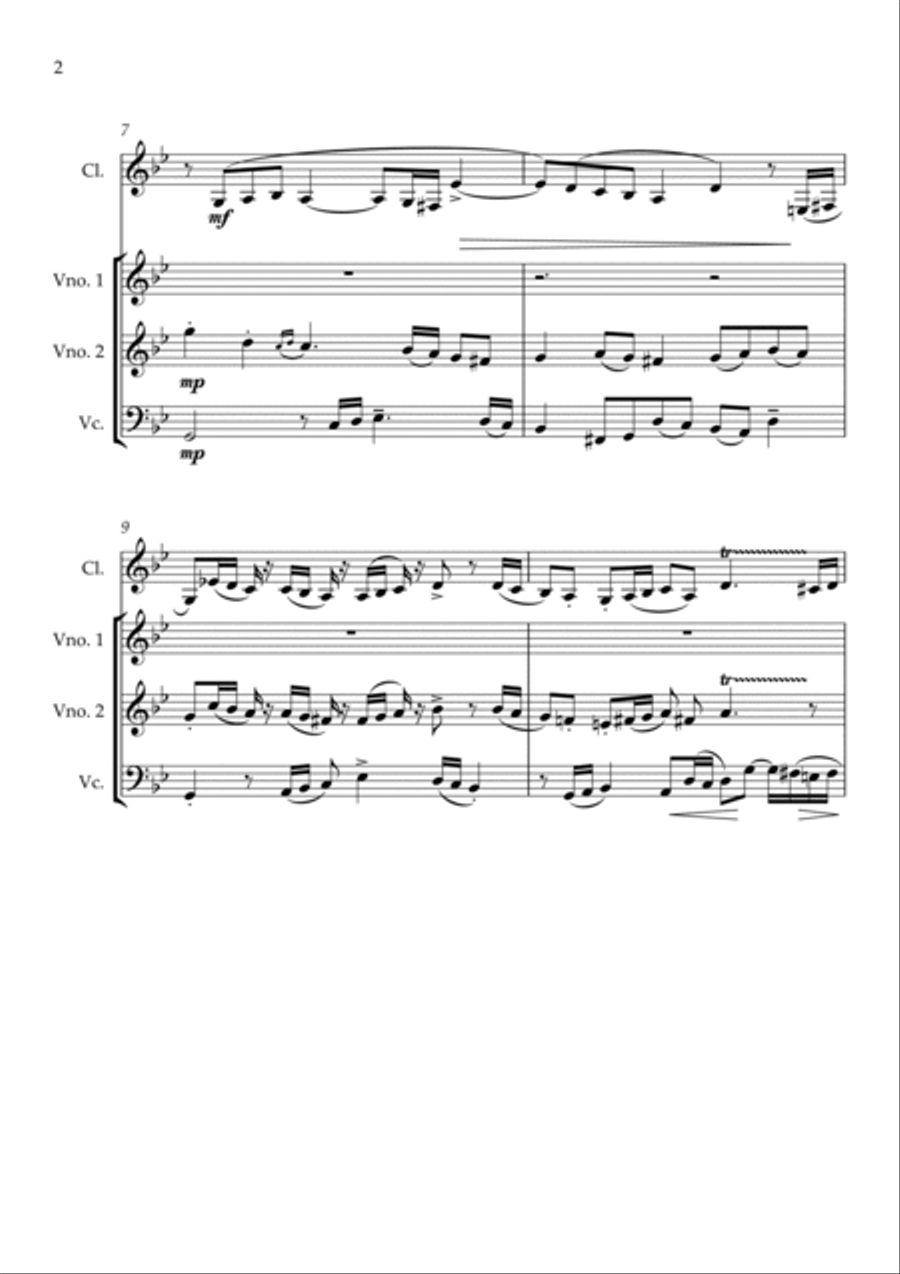 Invention in G minor for quartet Clarinet scores gallery preview page 2