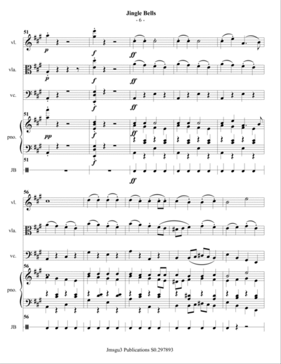 Jingle Bells for Piano Quartet Piano Quartet scores gallery preview page 6