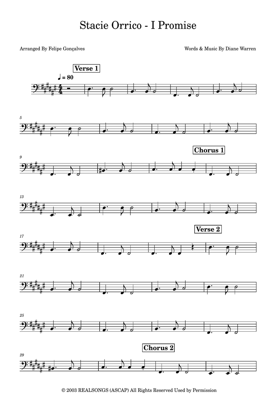 I Promise Bass Guitar scores gallery preview page 1