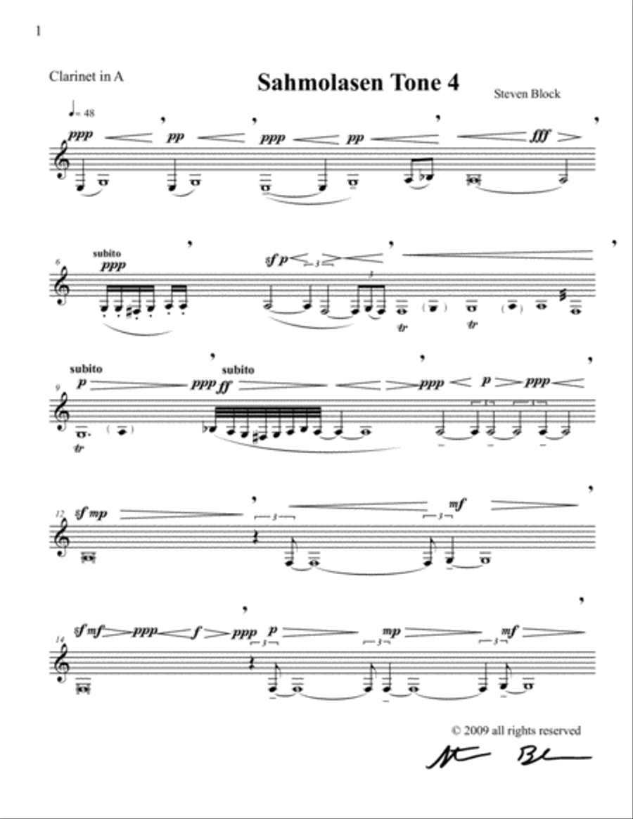 [Block] Five Plainchants for Solo Clarinet Clarinet Solo scores gallery preview page 4