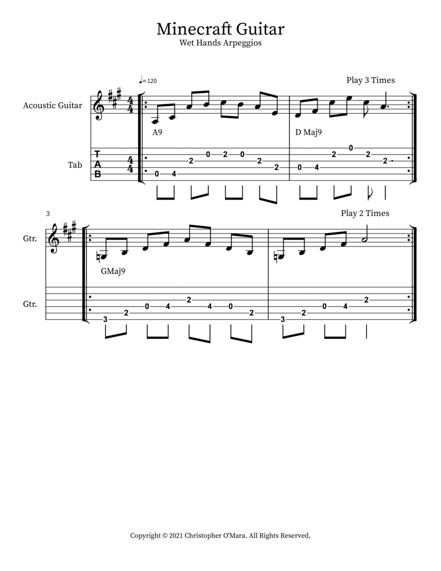 Minecraft Guitar Acoustic Guitar scores gallery preview page 1