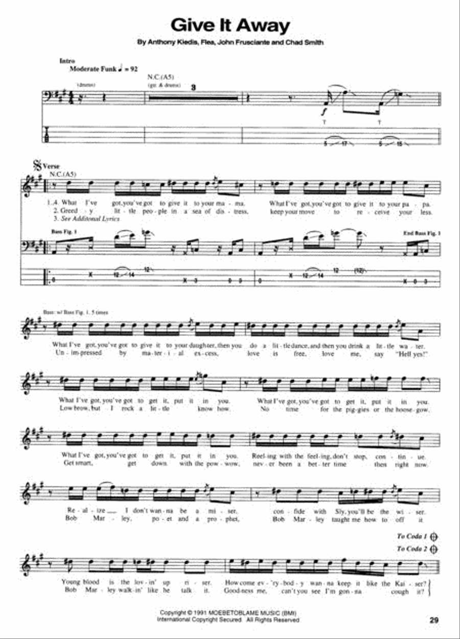 BloodSugarSexMagik - Bass Bass Guitar Tablature scores gallery preview page 2