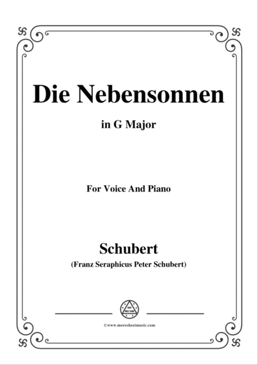 Schubert-Die Nebensonnen,in G Major,Op.89 No.23,for Voice and Piano Voice Solo scores gallery preview page 1
