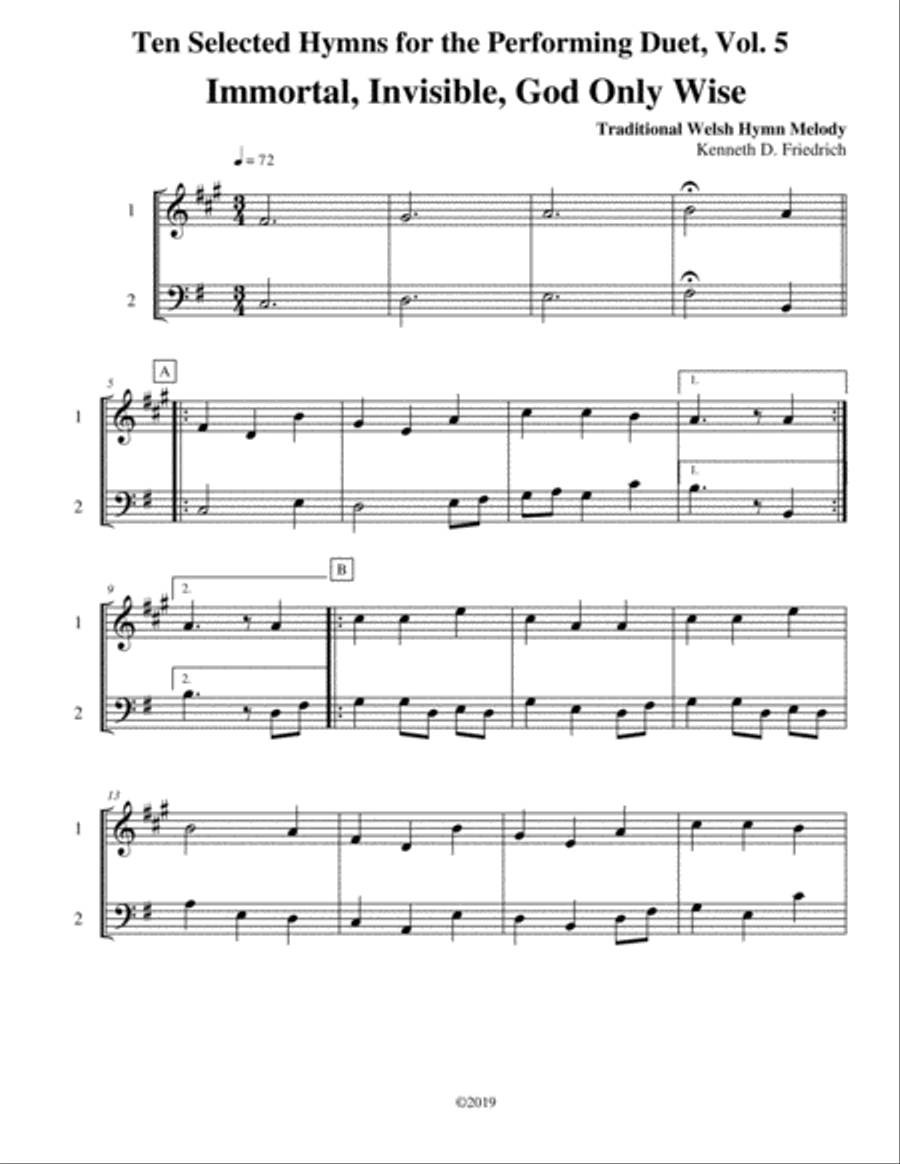 Ten Selected Hymns for the Performing Duet, Vol. 5 - clarinet and bassoon Woodwind Duet scores gallery preview page 1
