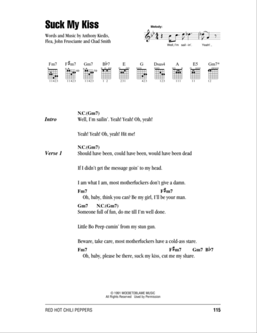 Suck My Kiss Suck My Kiss Acoustic Guitar scores gallery preview page 1