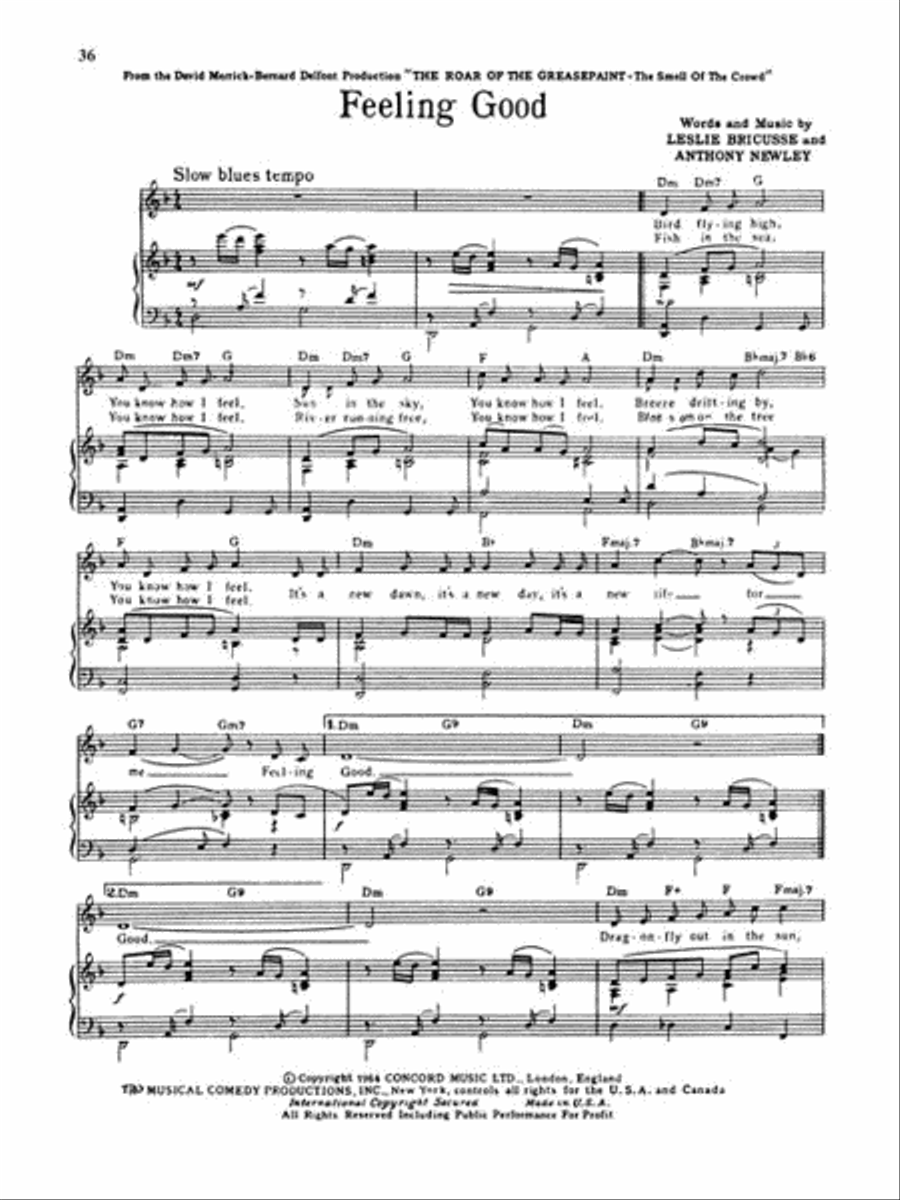 The Roar of the Greasepaint, the Smell of the Crowd Piano, Vocal, Guitar scores gallery preview page 5
