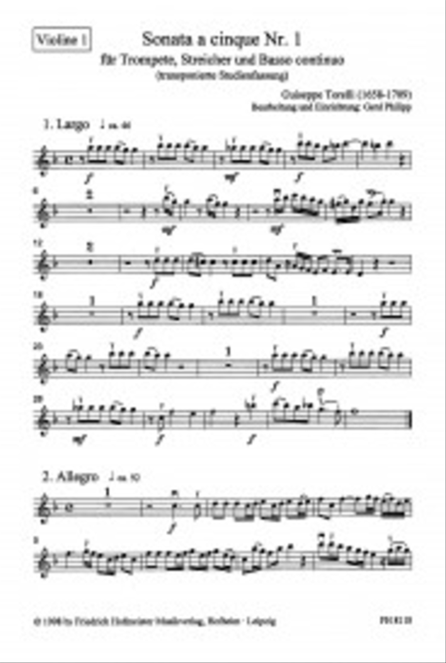 Sonate a cinque für Trompete, Streicher und B.c. / Stimmen Trumpet scores gallery preview page 2