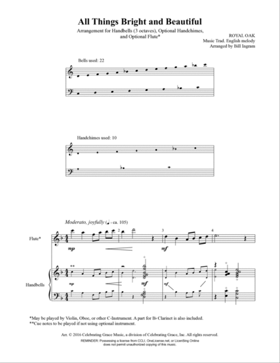 All Things Bright and Beautiful (Director's Score) Handbell Choir scores gallery preview page 2