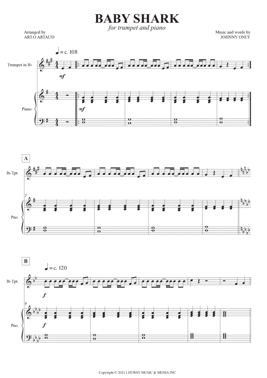 Baby Shark Chamber Music scores gallery preview page 1