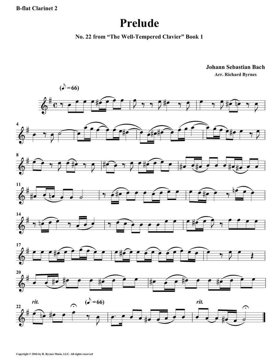 Prelude 22 from Well-Tempered Clavier, Book 1 (Clarinet Octet) Woodwind Ensemble scores gallery preview page 6