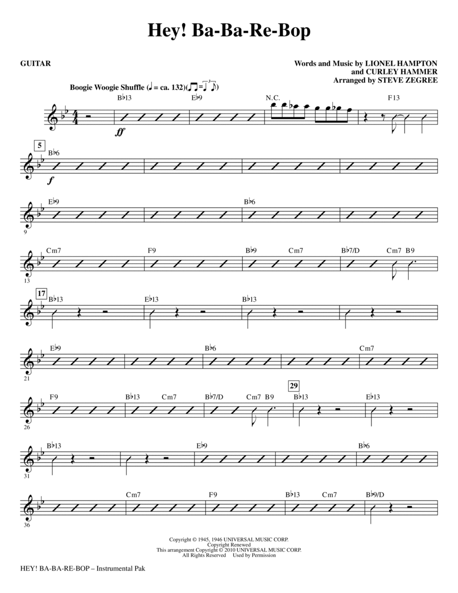 Hey! Ba-Ba-Re-Bop - Guitar Choir scores gallery preview page 1