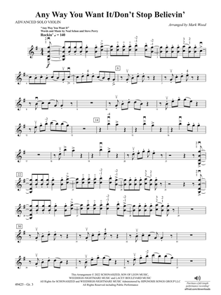 Book cover for Any Way You Want It / Don't Stop Believin': Advanced Solo Violin