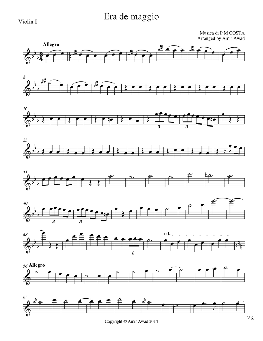 Era di maggio ( Neapolitan Song) Arranged for Tenor , String Orchestra and/or without Piano String Orchestra scores gallery preview page 6