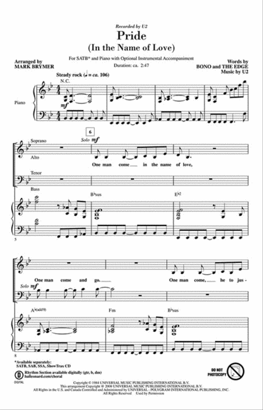 Pride (In the Name of Love) Choir scores gallery preview page 2