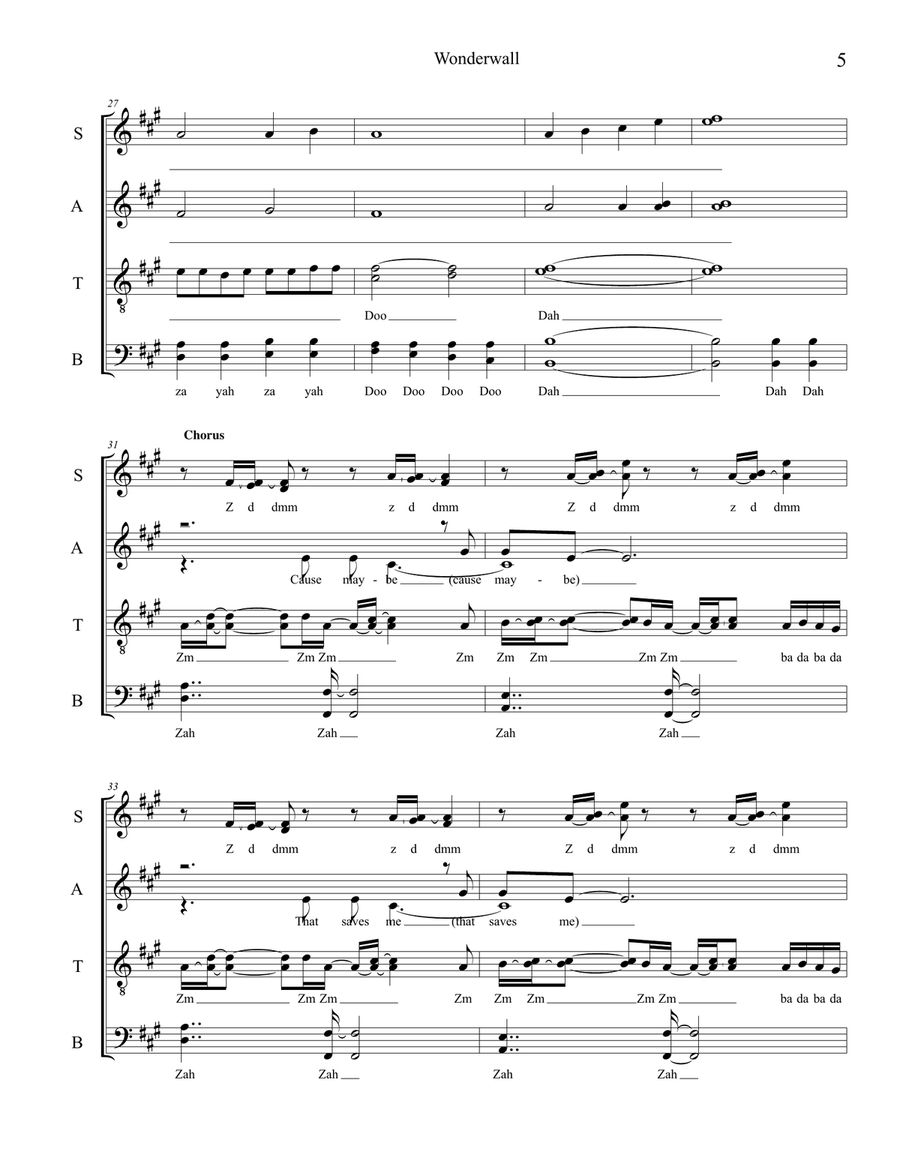 Wonderwall 4-Part scores gallery preview page 5
