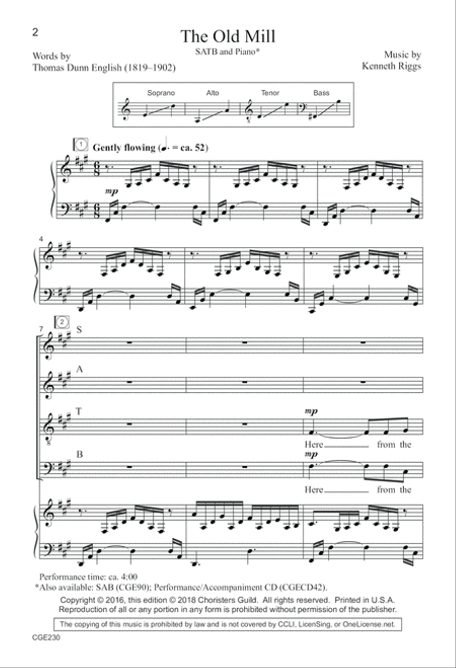 The Old Mill (SATB) 4-Part scores gallery preview page 2