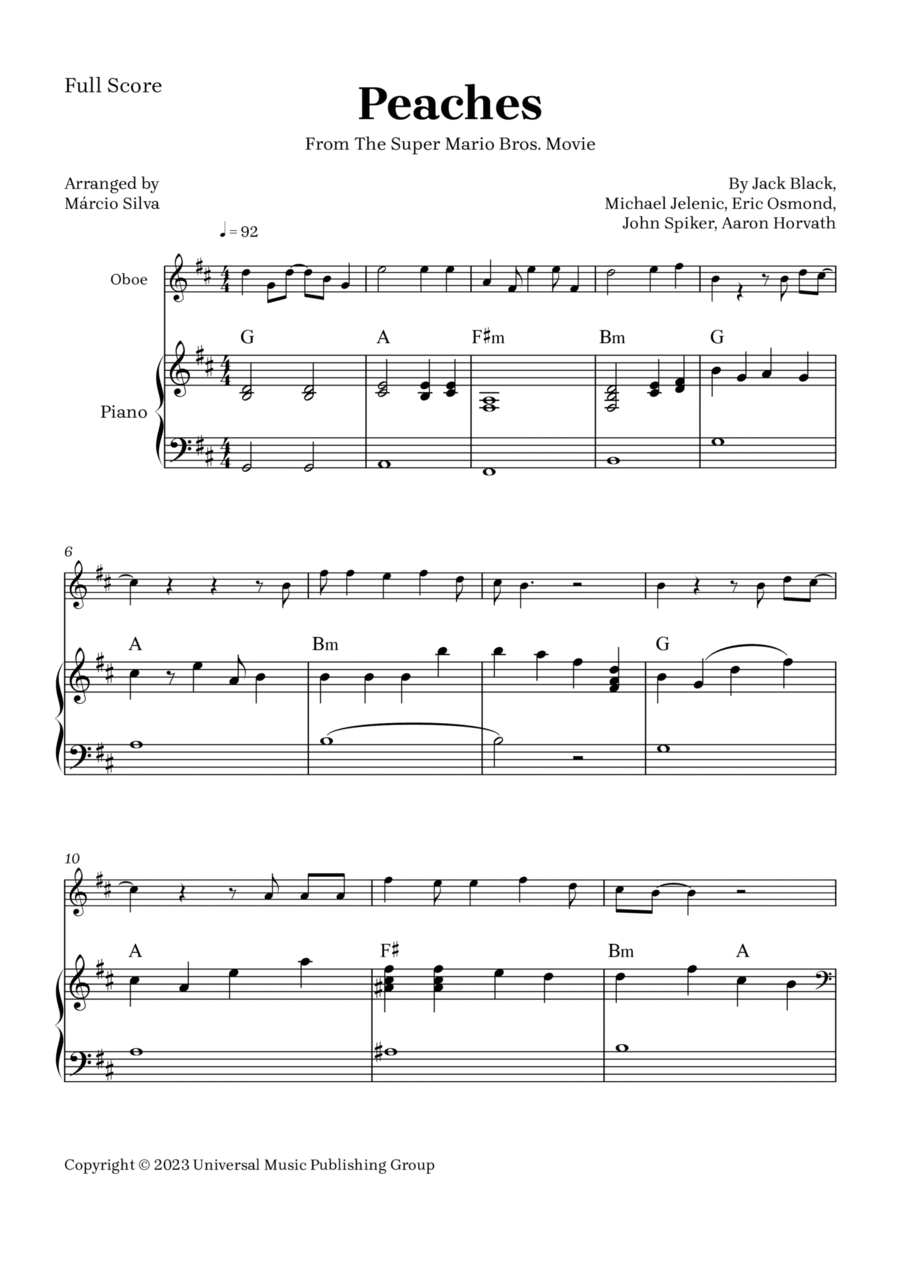 Peaches Piano scores gallery preview page 1