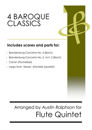 4 Baroque Classics - flute quartet and flute quintet bundle / book / pack