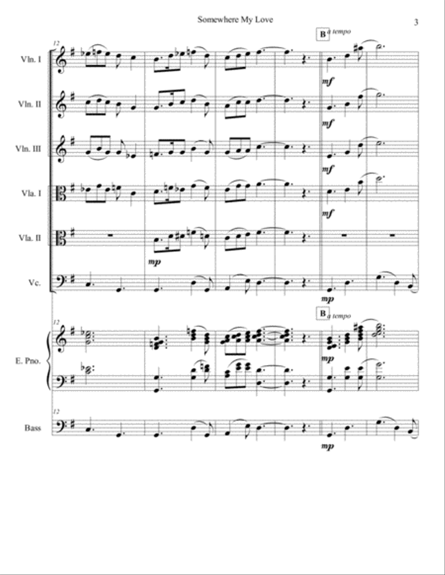 Somewhere, My Love Chamber Orchestra scores gallery preview page 3