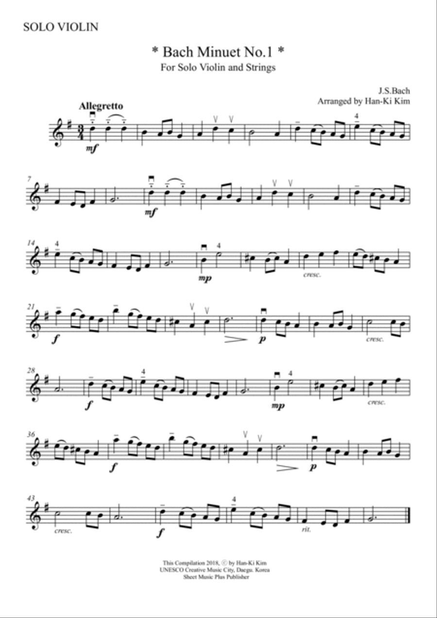 Bach Minuet No.1(For Solo Vn and Strings) String Orchestra scores gallery preview page 3