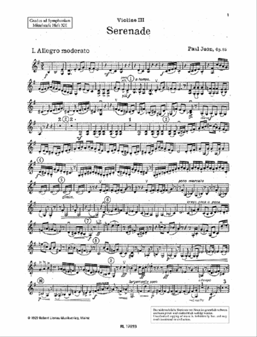 Serenade Violin scores gallery preview page 1