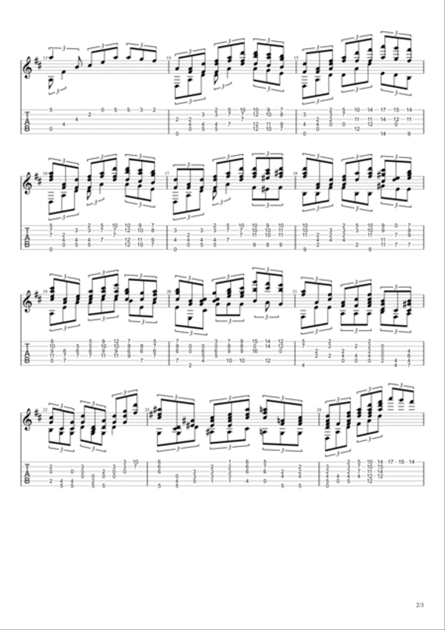 Rhapsody on a Theme of Paganini, Op. 43, Variation 18 (Sergei Rachmaninoff) Acoustic Guitar scores gallery preview page 2