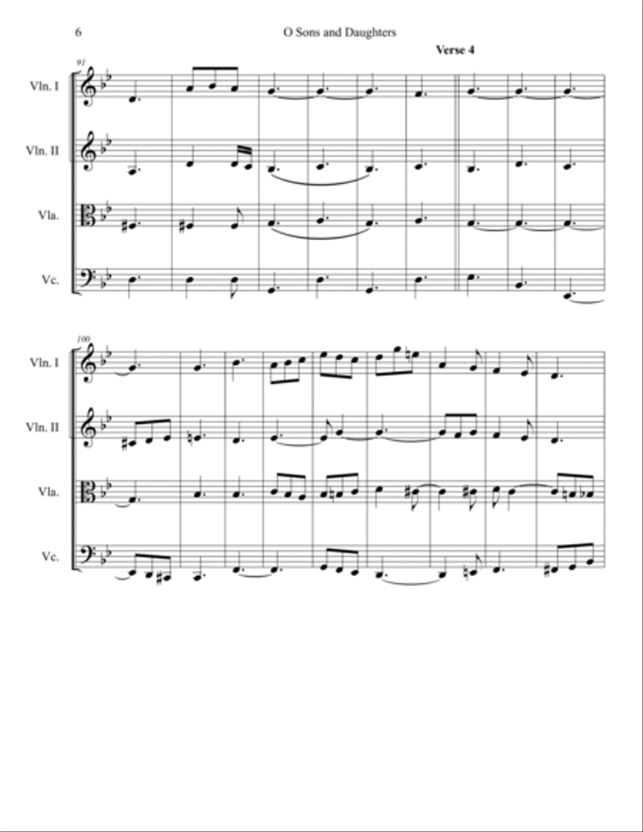 O Sons and Daughters (O filii et filiae) for String Quartet String Quartet scores gallery preview page 6