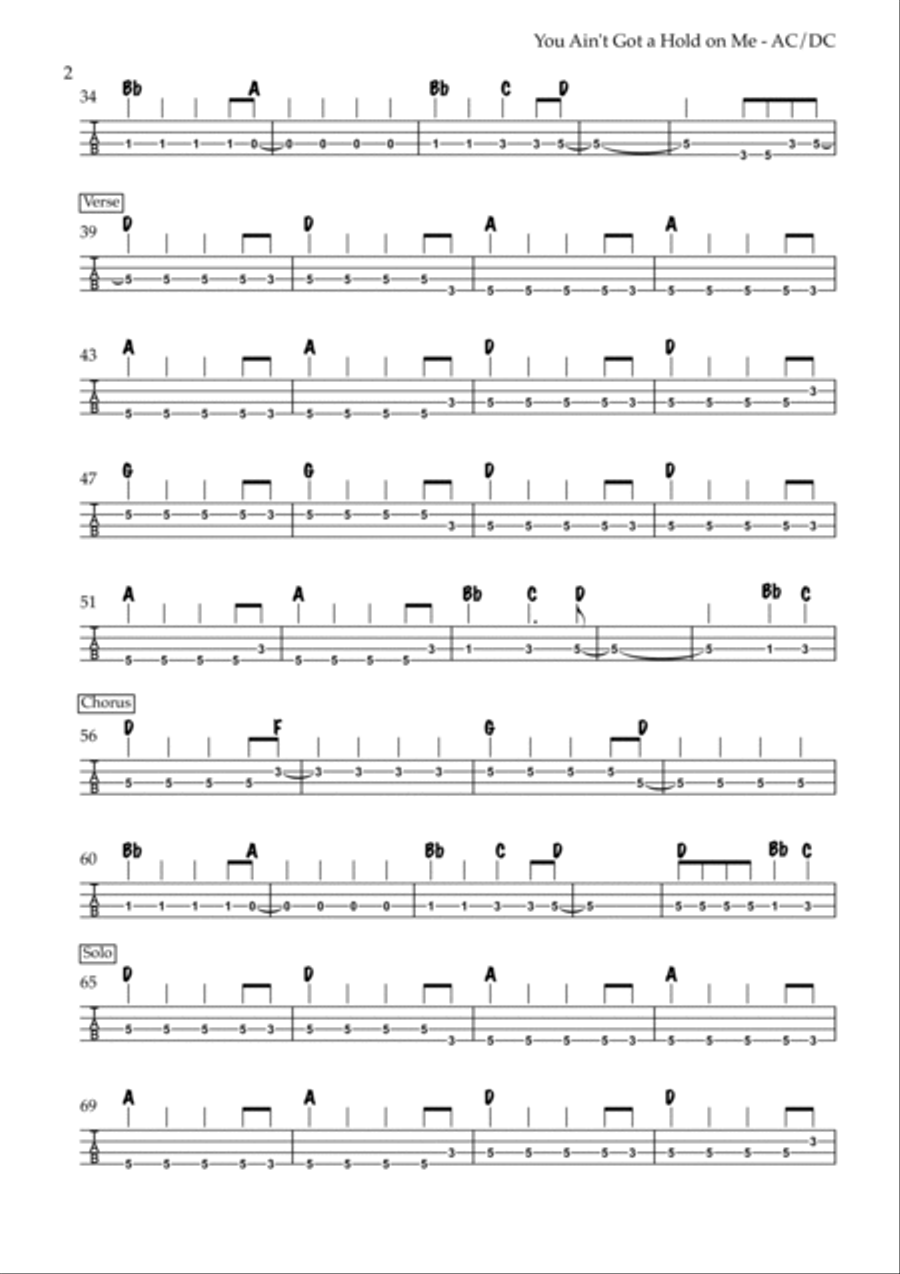 You Ain't Got A Hold On Me Guitar Tablature scores gallery preview page 2