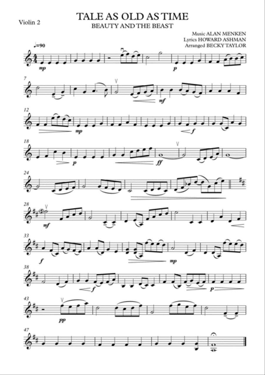 Beauty And The Beast String Quartet scores gallery preview page 2