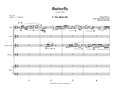 Butterfly, for piano quintet image number null
