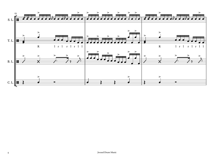 Sliced Melons (Drumline Cadence) Marching Band scores gallery preview page 4