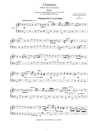 Telemann - 2 Fantasies in (G minor, B flat major) TWV 33 No.17-18 of 36 for Piano