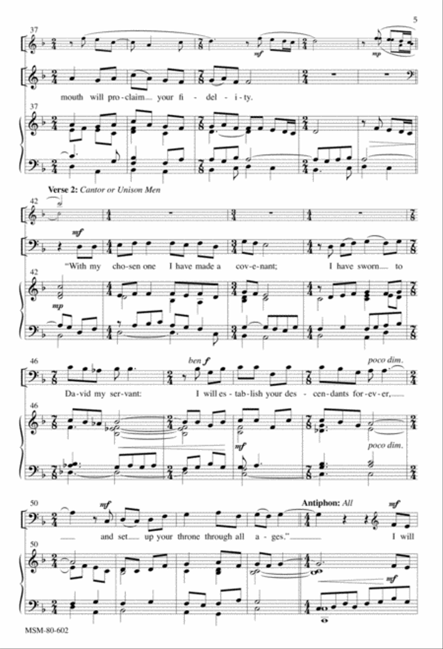 I Will Sing Forever of Your Mercies, O Lord: Communion Antiphon for Chrism Mass 4-Part scores gallery preview page 5