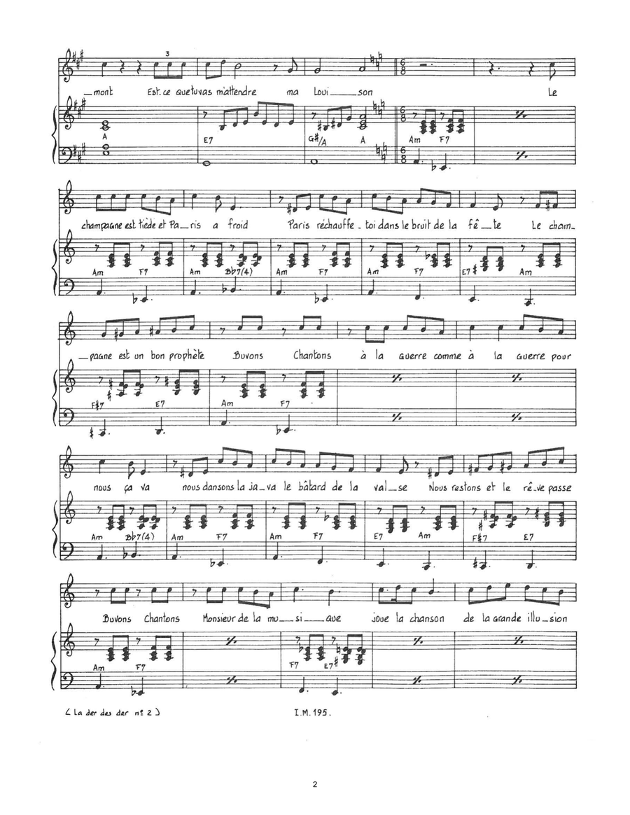 La Der Des Der Piano, Vocal scores gallery preview page 2